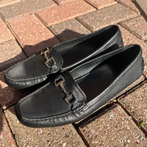 Authentic Gucci Black Leather Loafers Driving Moccasins Size 39