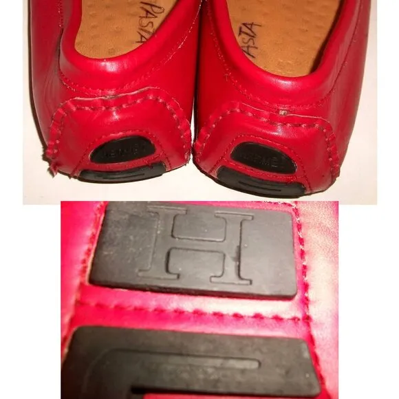Authentic HERMES Red-Leather Driving Loafers with Cushioned Insoles 8