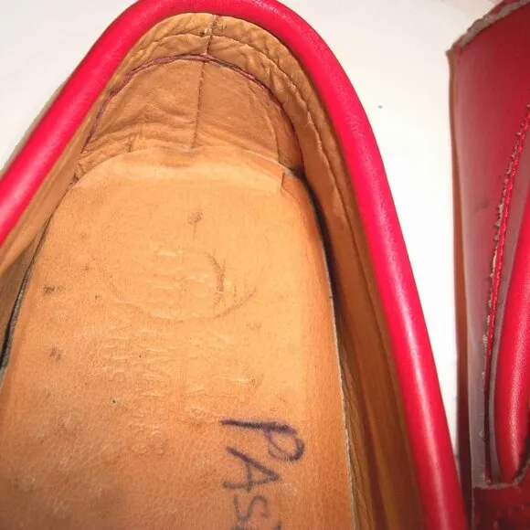 Authentic HERMES Red-Leather Driving Loafers with Cushioned Insoles 8