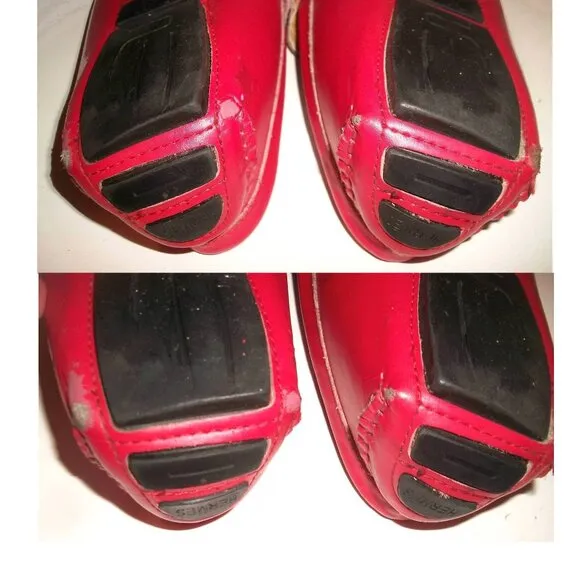 Authentic HERMES Red-Leather Driving Loafers with Cushioned Insoles 8