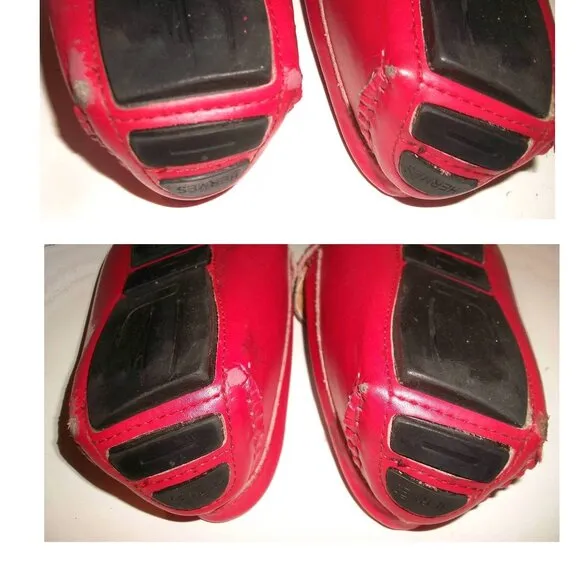 Authentic HERMES Red-Leather Driving Loafers with Cushioned Insoles 8