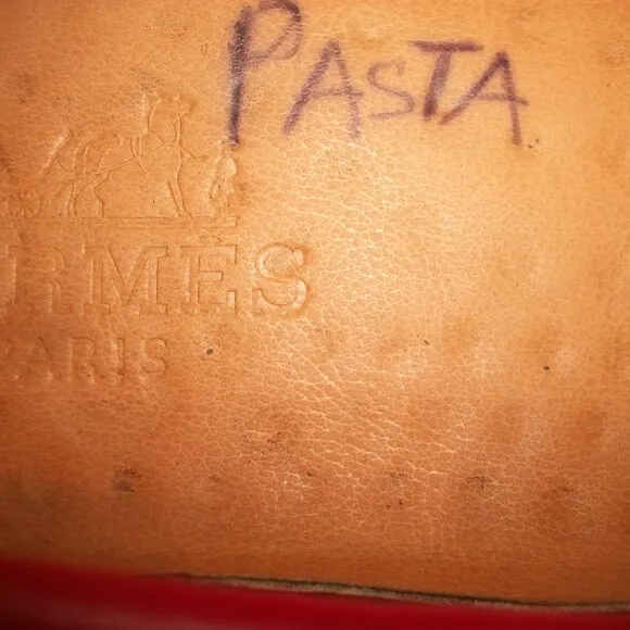 Authentic HERMES Red-Leather Driving Loafers with Cushioned Insoles 8