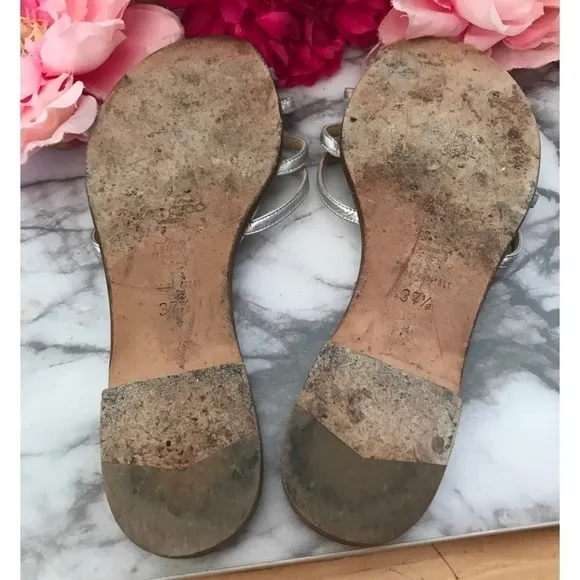 Authentic Jimmy Choo Metallic Silver Mules Sandals​​​​