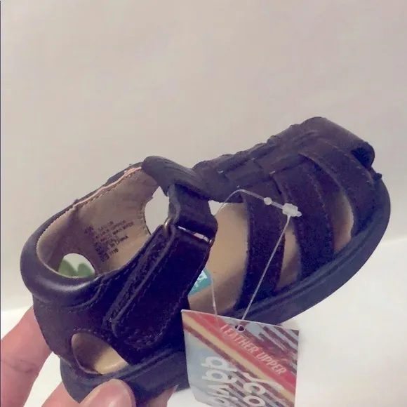 Baby Leather upper slip on sailor sandals K4