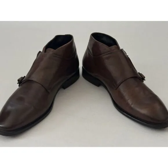 BACCO BUCCI Italy Mens‎ US 11.5  Brown Leather Buckle Ankle Chukka Chelsea Boots