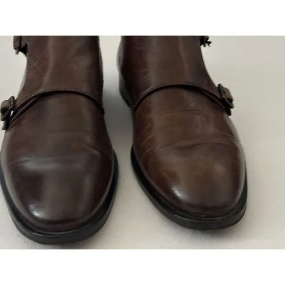 BACCO BUCCI Italy Mens‎ US 11.5  Brown Leather Buckle Ankle Chukka Chelsea Boots
