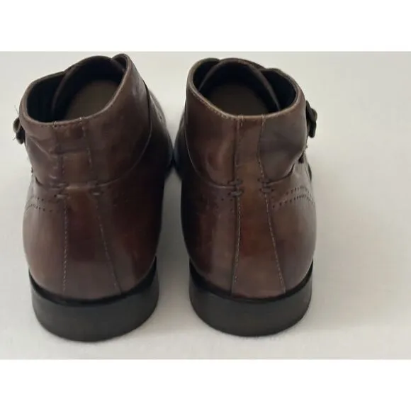 BACCO BUCCI Italy Mens‎ US 11.5  Brown Leather Buckle Ankle Chukka Chelsea Boots