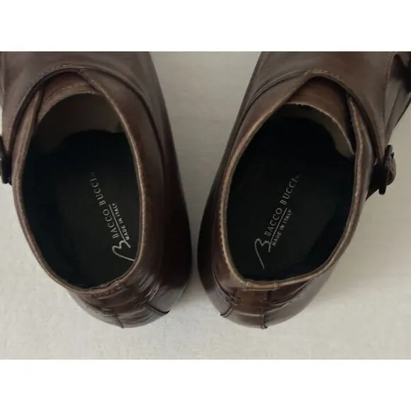 BACCO BUCCI Italy Mens‎ US 11.5  Brown Leather Buckle Ankle Chukka Chelsea Boots