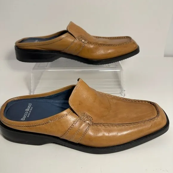Bacco Bucci Made In Italy Tan Moccasin Slip on Loafers Slippers Sandals Mens 8
