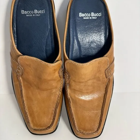 Bacco Bucci Made In Italy Tan Moccasin Slip on Loafers Slippers Sandals Mens 8