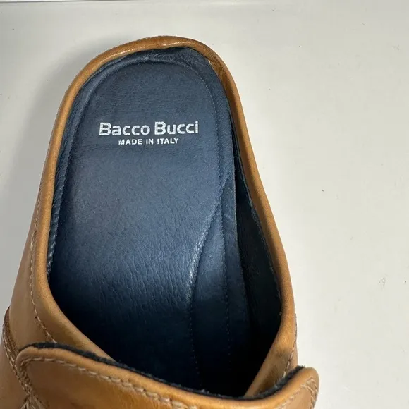 Bacco Bucci Made In Italy Tan Moccasin Slip on Loafers Slippers Sandals Mens 8