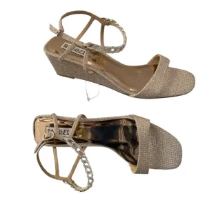Badgley Mischka | Gold glitter wedge sandals size 10