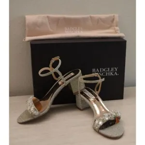 Badgley Mischka MP6306 Women's Sz 6 Platino Tanessa Ankle Strap Sandals $235