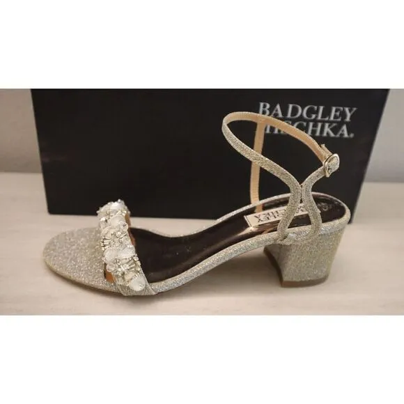 Badgley Mischka MP6306 Women's Sz 6 Platino Tanessa Ankle Strap Sandals $235