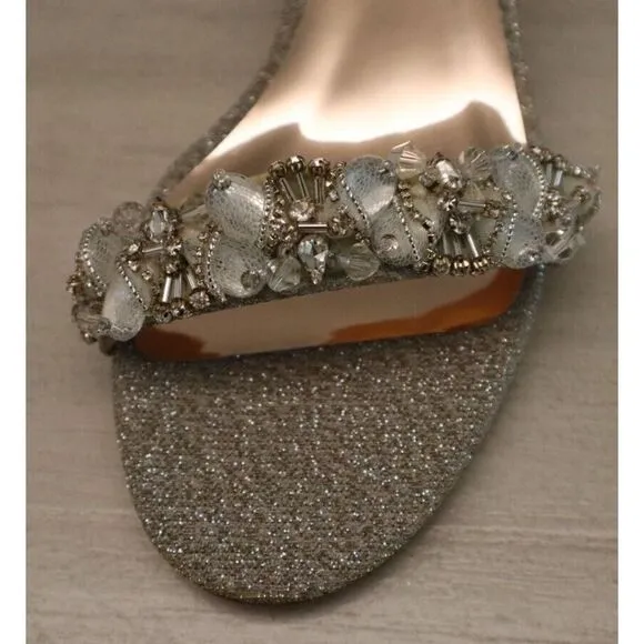 Badgley Mischka MP6306 Women's Sz 6 Platino Tanessa Ankle Strap Sandals $235