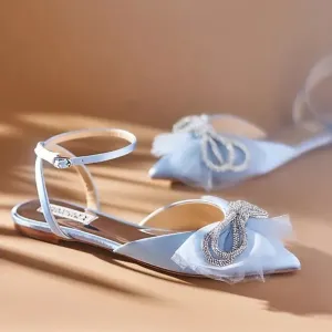 Badgley Mischka Sabina Satin Ballet Flats NEW BLUE Size 5.5