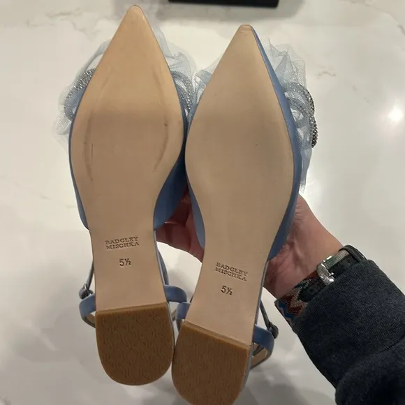 Badgley Mischka Sabina Satin Ballet Flats NEW BLUE Size 5.5