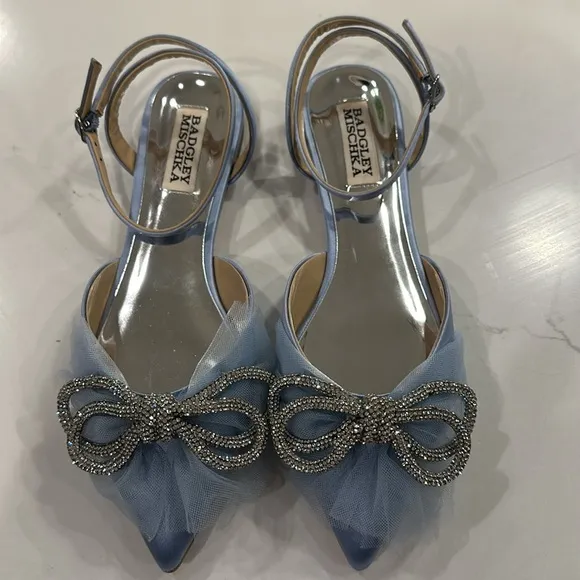 Badgley Mischka Sabina Satin Ballet Flats NEW BLUE Size 5.5
