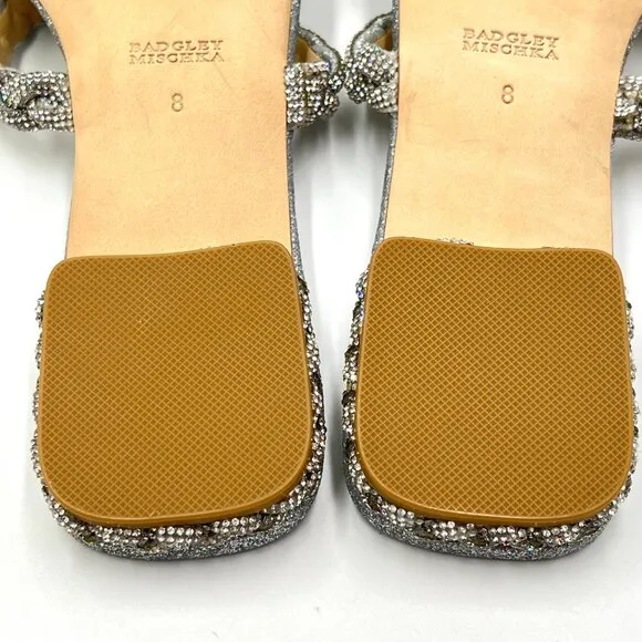Badgley Mischka Womens Size 8 Femme Silver Jeweled Flat Dress Sandals Shoes