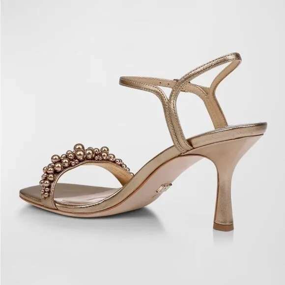 Badgley Mischka Caitlyn Pearly Ankle-Strap Sandals, Bronze, Size 7.5, $235‎