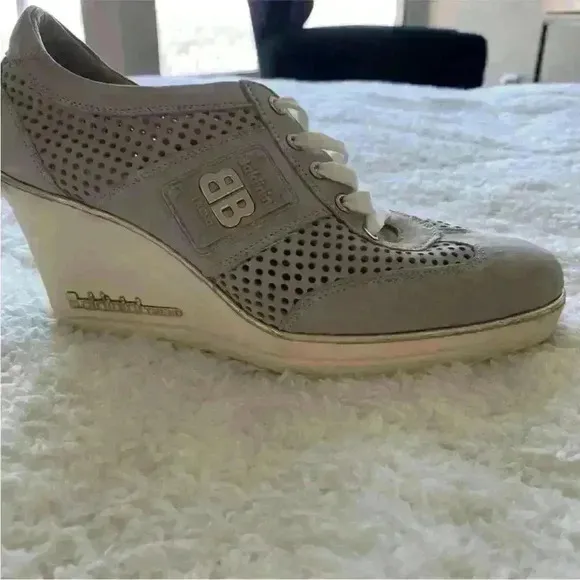 Baldinini Leather Sneaker Platform Shoe, nude lace up ankle boot, size 38 EUR