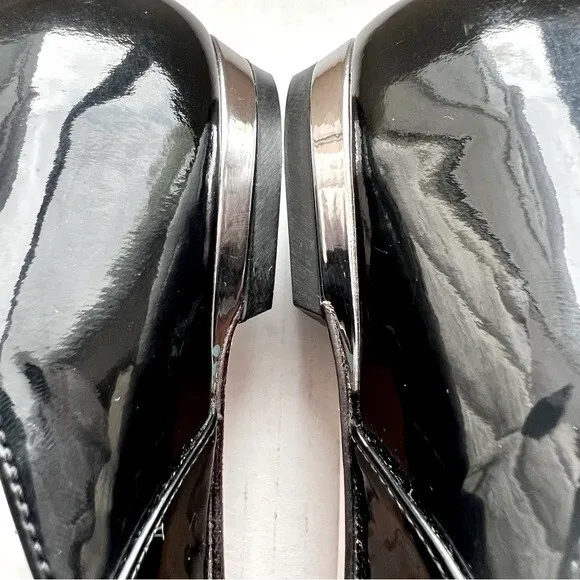 Baldinini Trend Black Patent Leather Jeweled Flats w/ Peep Toe Women EU 35 US 5