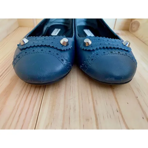 Balenciaga Arena Silver Stud Royal Navy Blue Flats EU Size 38