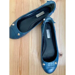 Balenciaga Arena Silver Stud Royal Navy Blue Flats EU Size 38