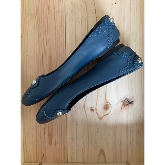 Balenciaga Arena Silver Stud Royal Navy Blue Flats EU Size 38