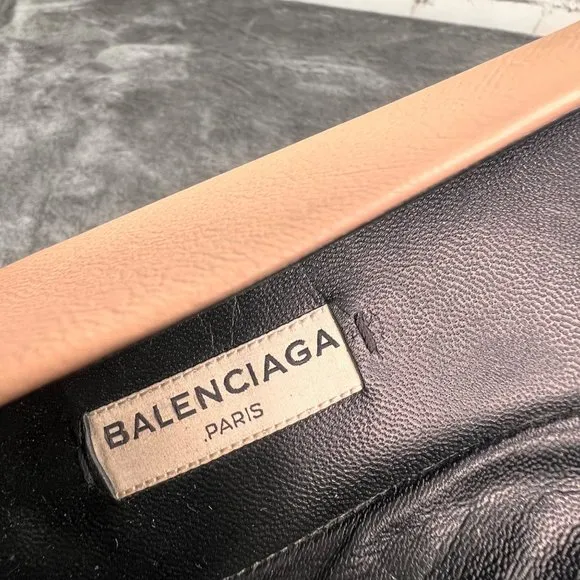 Balenciaga Leather Ballet Flat Studded size 38 US 8 Blush Pink Tan Gold Studs