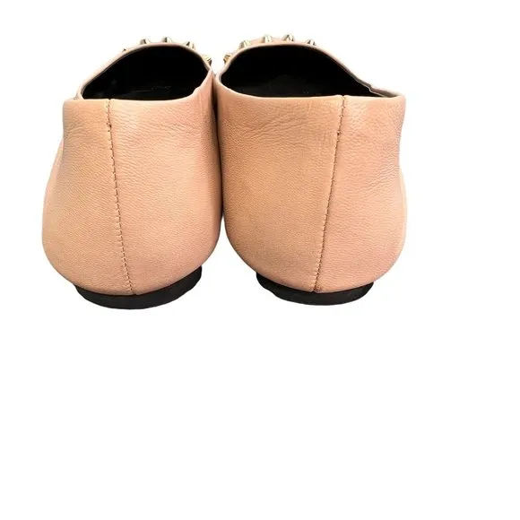 Balenciaga Leather Ballet Flat Studded size 38 US 8 Blush Pink Tan Gold Studs