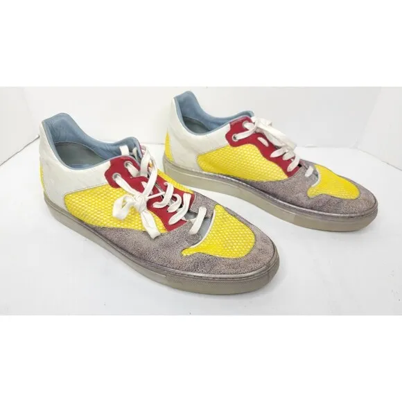 Balenciaga Low Top Contrast Panel Trainers Sneakers Yellow, Sz 42, Made In Italy