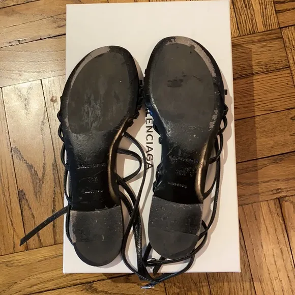 Balenciaga women’s sandals in black leather