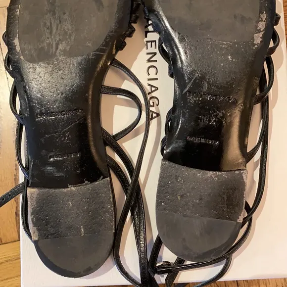 Balenciaga women’s sandals in black leather