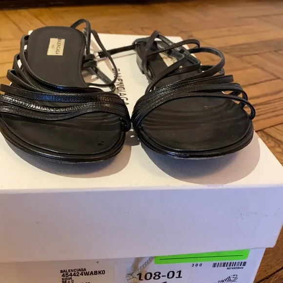 Balenciaga women’s sandals in black leather