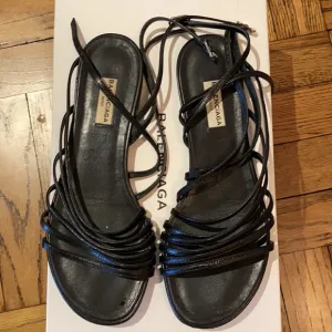 Balenciaga women’s sandals in black leather