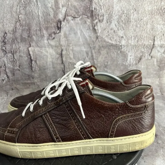 Bally Euler Mens Pebbled Leather Sneakers Size 10.5 Low Top Lace Casual Walking