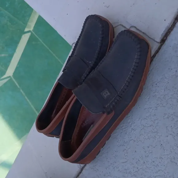 Bally Fast Net Suede Logo Black &amp; Brown leather loafers driving moccasins 11