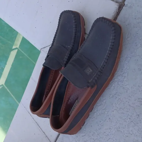 Bally Fast Net Suede Logo Black &amp; Brown leather loafers driving moccasins 11