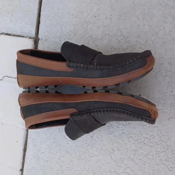 Bally Fast Net Suede Logo Black &amp; Brown leather loafers driving moccasins 11
