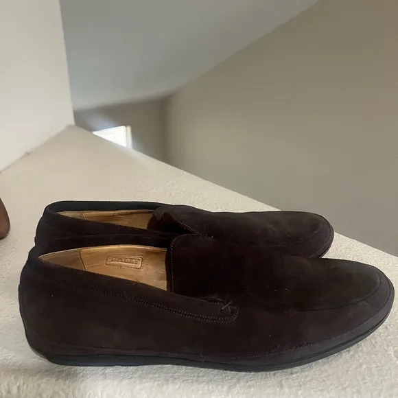 Bally Men Brown suede‎  loafers Sandals Slip On Shoes Driving Shoes Size 7