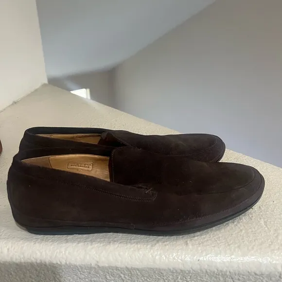 Bally Men Brown suede‎  loafers Sandals Slip On Shoes Driving Shoes Size 7