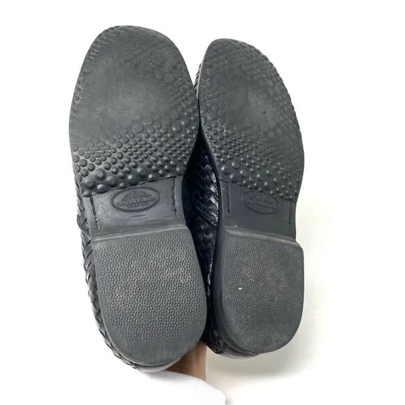 Bally Switzerland Black Woven Leather Slip On Loafers Size 7
