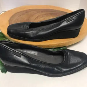 Bally Tignale Navy Blue Butter Soft Leather Wedge