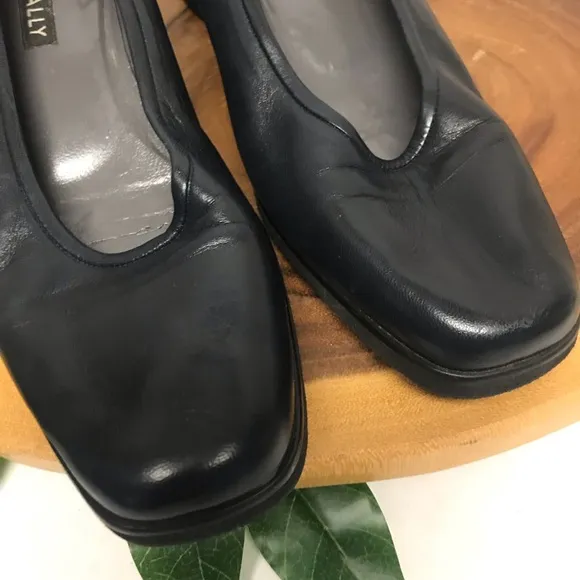 Bally Tignale Navy Blue Butter Soft Leather Wedge