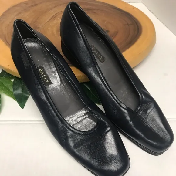 Bally Tignale Navy Blue Butter Soft Leather Wedge