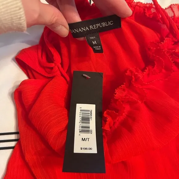Banana Republic Red Halter Maxi Dress NWT Size Medium Tall