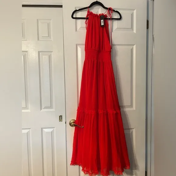 Banana Republic Red Halter Maxi Dress NWT Size Medium Tall
