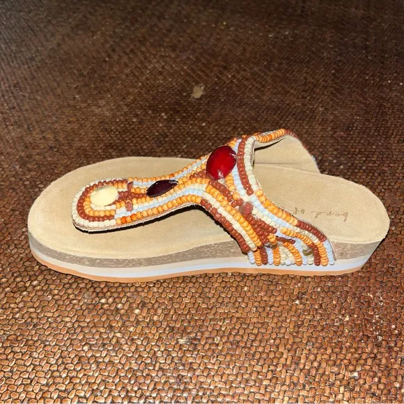 Band of The Free Tan Orion Beaded Sandals Women’s size 8 NEW