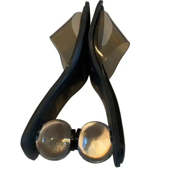 Bar III Black Slip On Glass Ball Heeled Sandals in Ladies Sz 10.5
